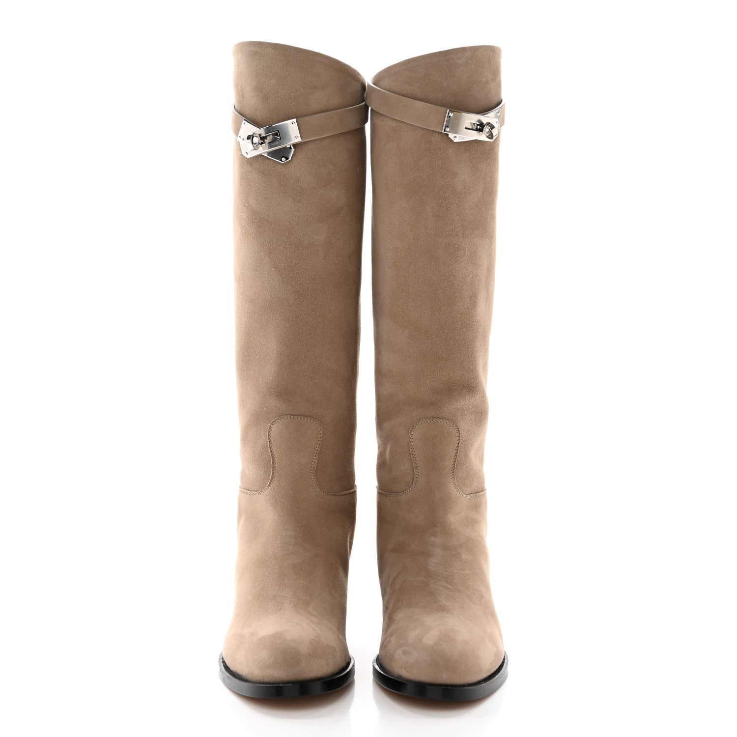 Hermes Suede Kelly Jumping Boots 35.5 Oak 2 of 13