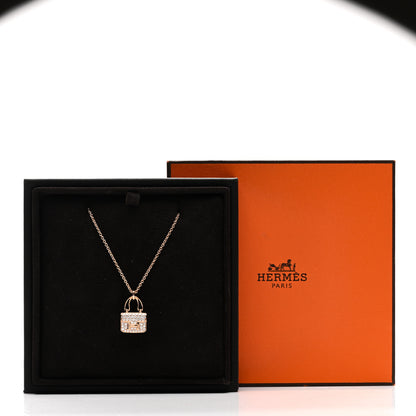 Hermes 18K Rose Gold Diamond Constance Amulettes Pendant Necklace 6 of 6