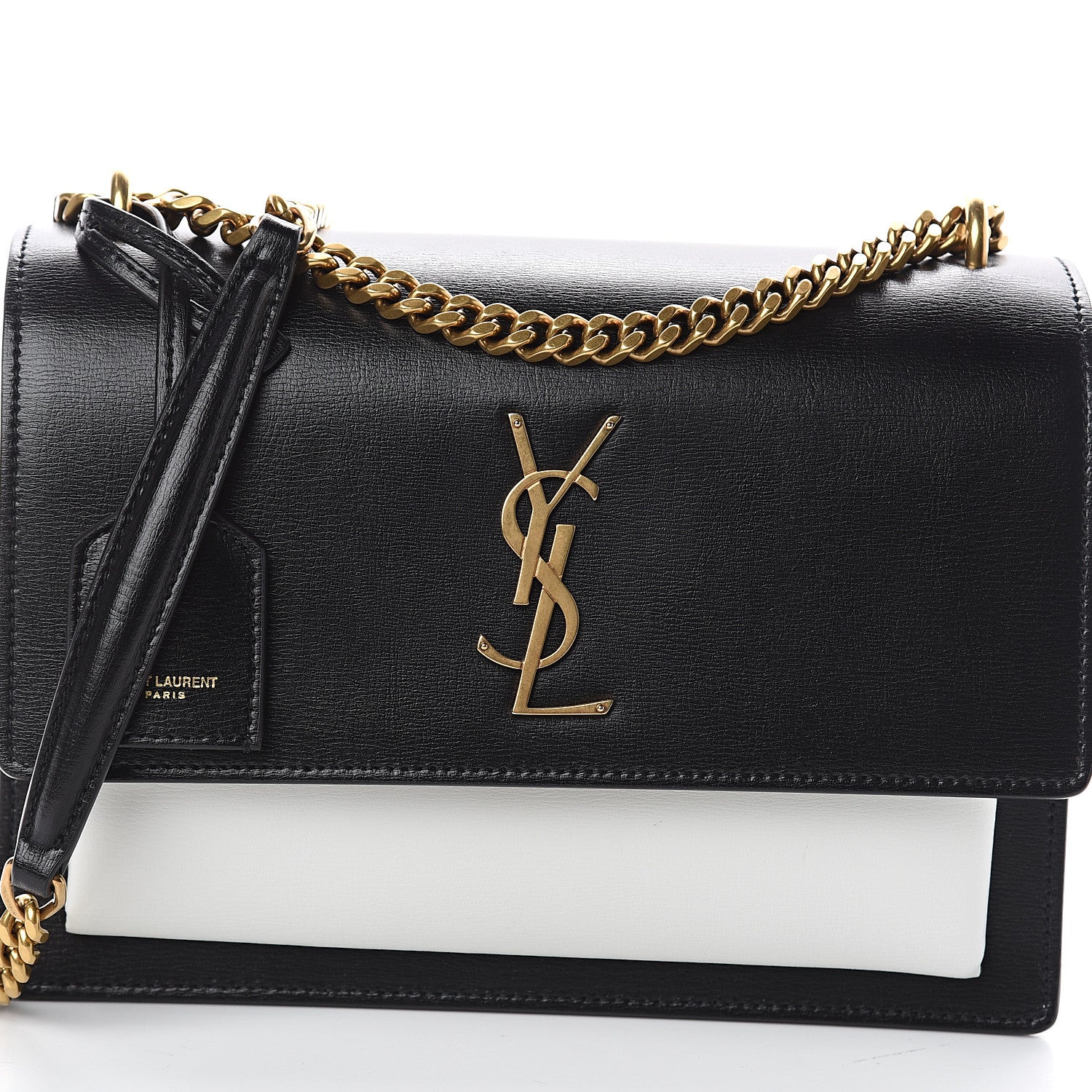 Saint Laurent Calfskin Bi-Color Medium Monogram Sunset Black Pearl White 6 of 8