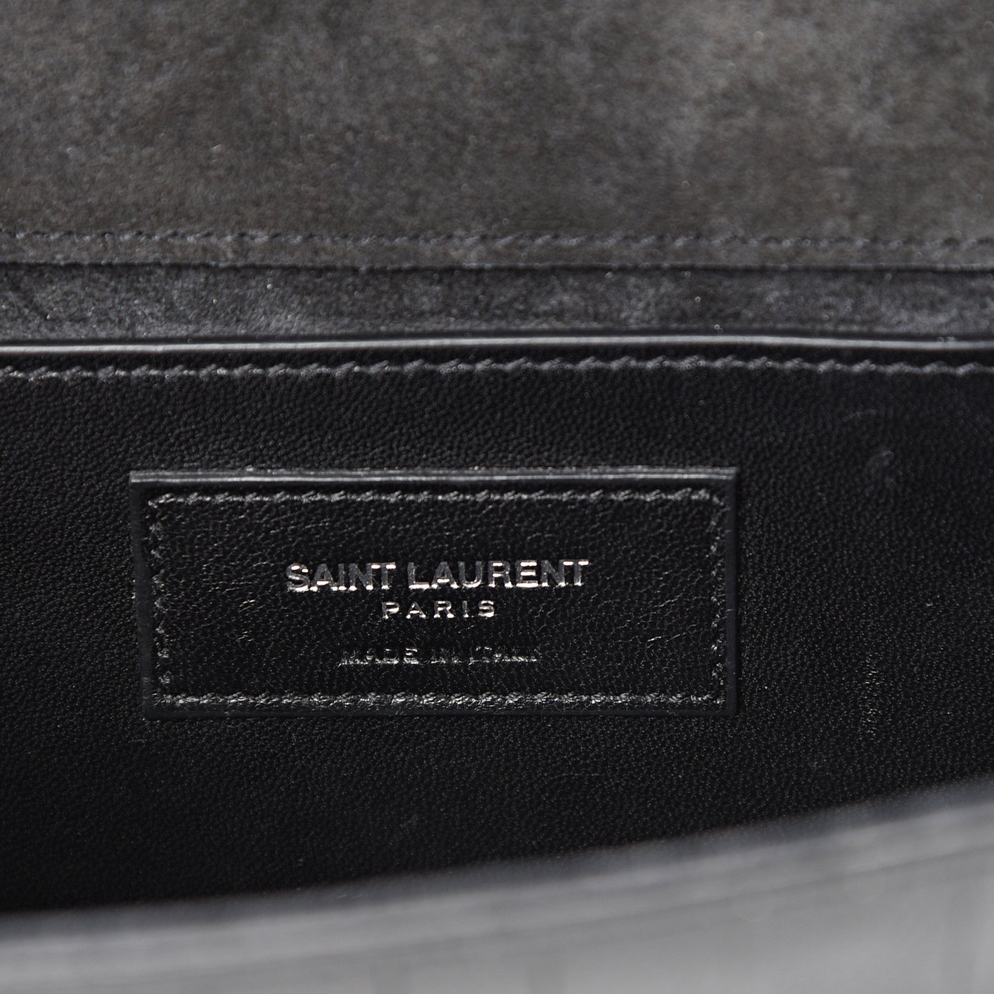 Calfskin Crocodile Embossed Monogram Small Kate Tassel Satchel Black