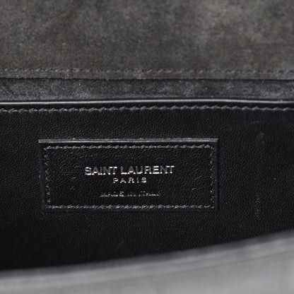 Saint Laurent Calfskin Crocodile Embossed Monogram Small Kate Tassel Satchel Black 5 of 11