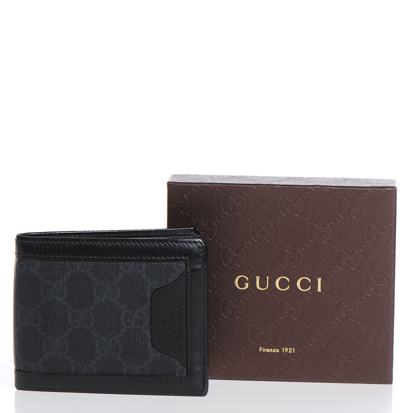 GG Supreme Monogram Bi-Fold Wallet Black Grey