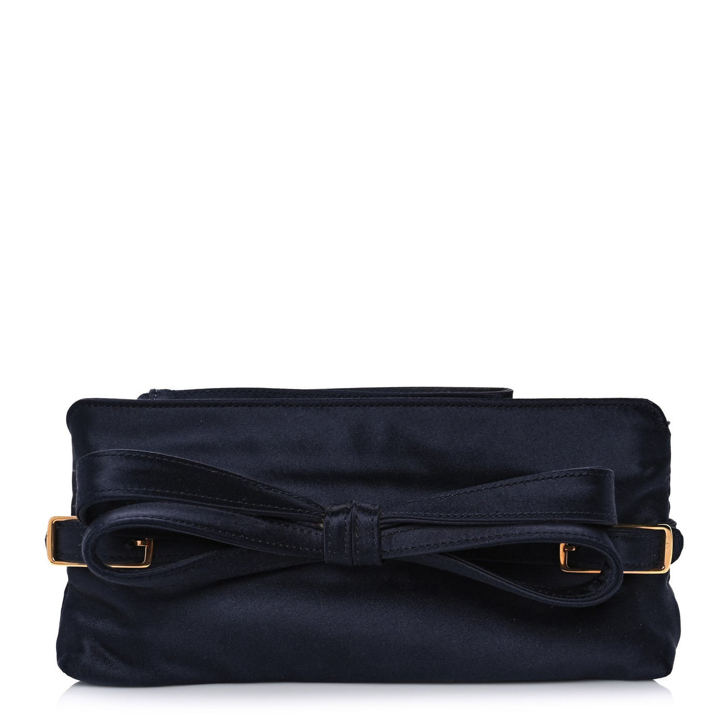 Satin Bow Clutch Blue