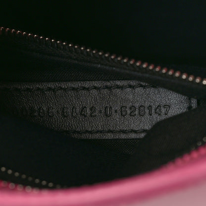 Balenciaga Shiny Supple Calfskin Crocodile Embossed Classic Silver Hardware Mini City Baby Pink 8 of 11