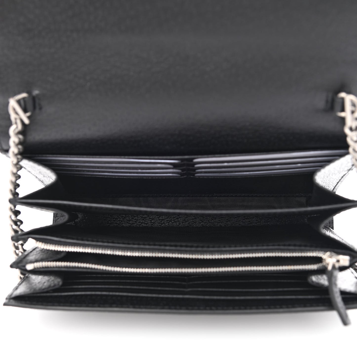 Jacquard Black Denim GG Monogram Mini Dionysus Chain Wallet Black Ivory