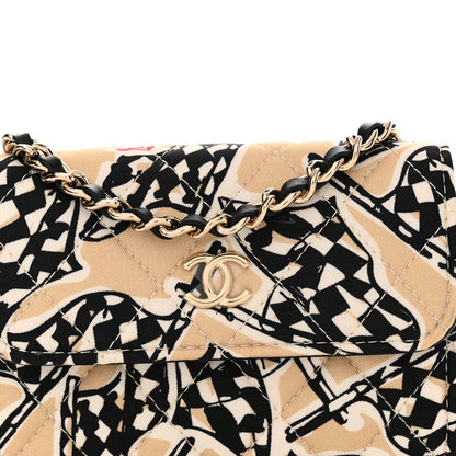 Chanel Canvas Check Flag Printed CC Clutch With Chain Beige Multicolor 9 of 12