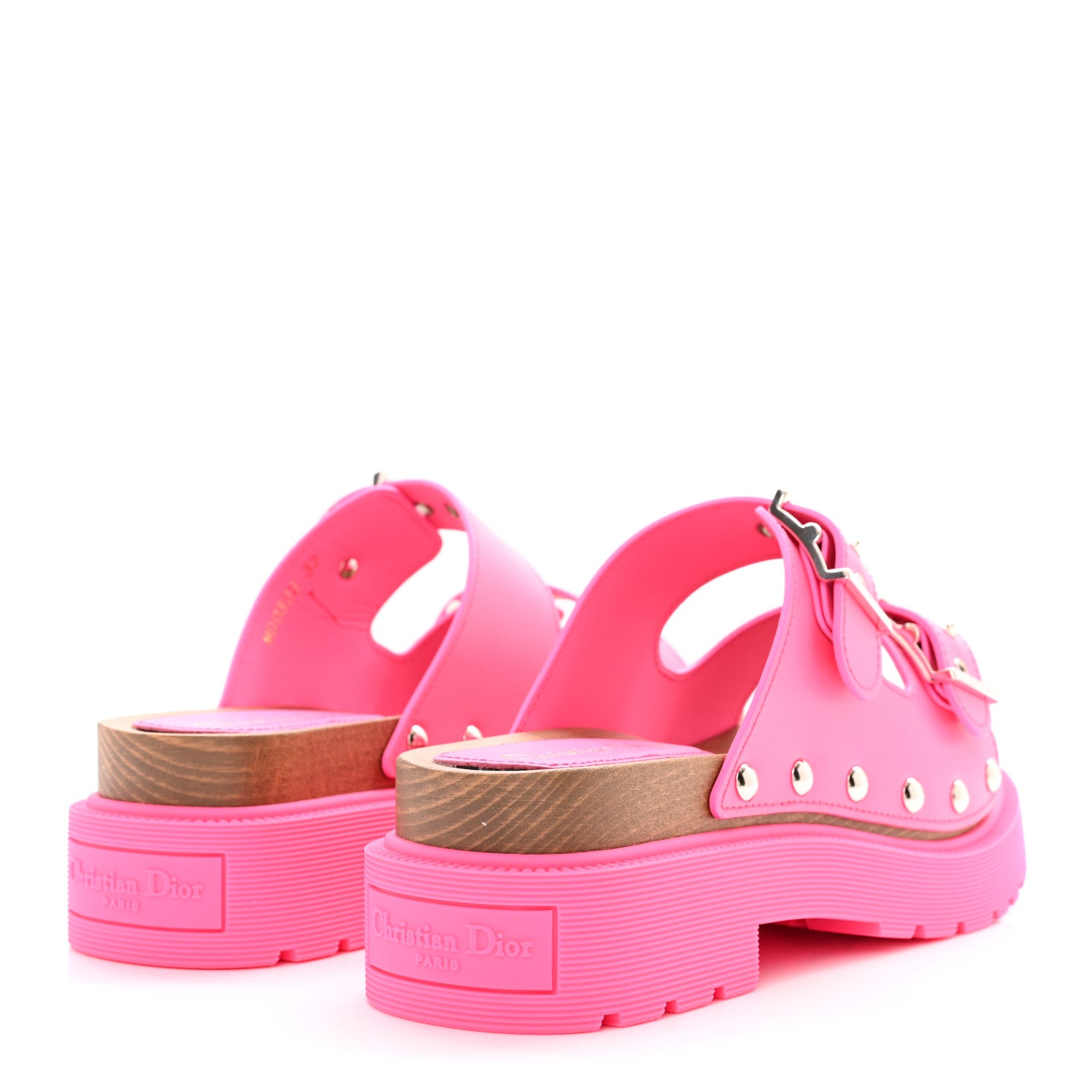 Christian Dior Calfskin Diorquake Slide Sandals Fuchsia Flu 37 4 of 9