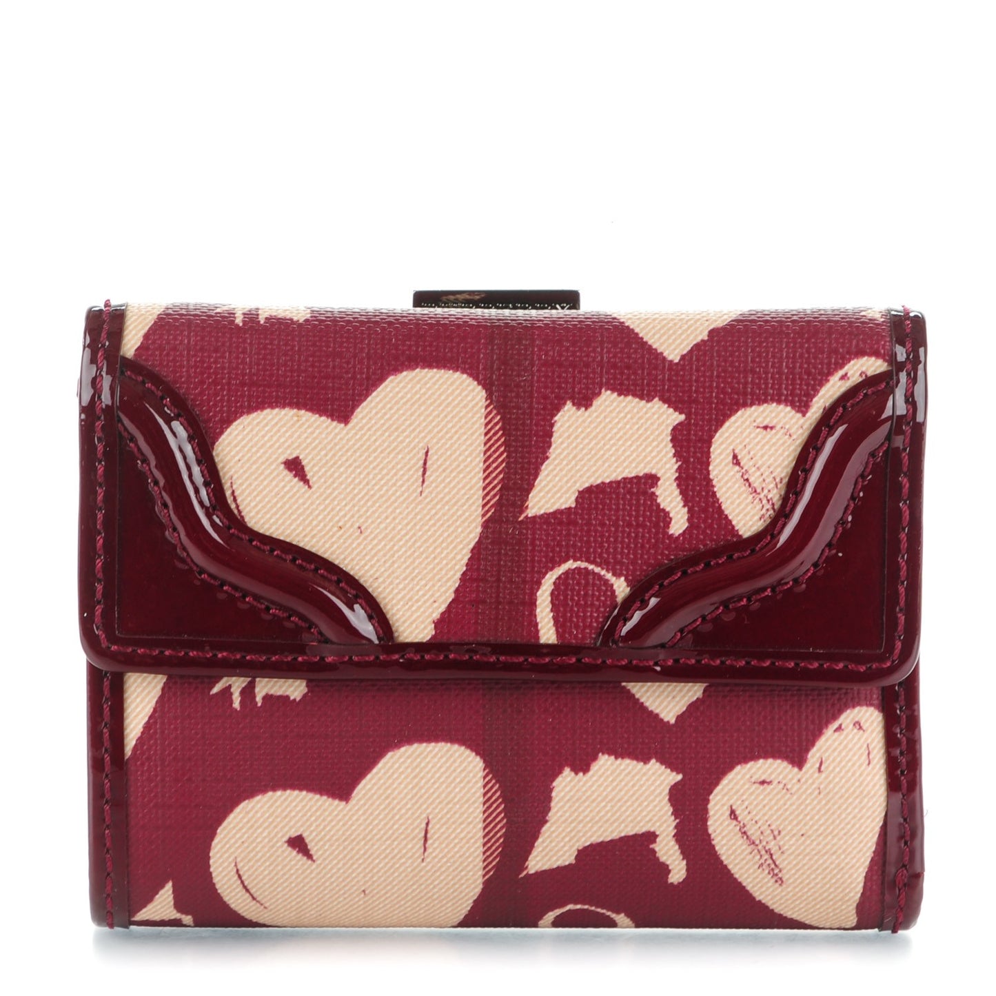 Nova Check Heart Compact Wallet Berry Red