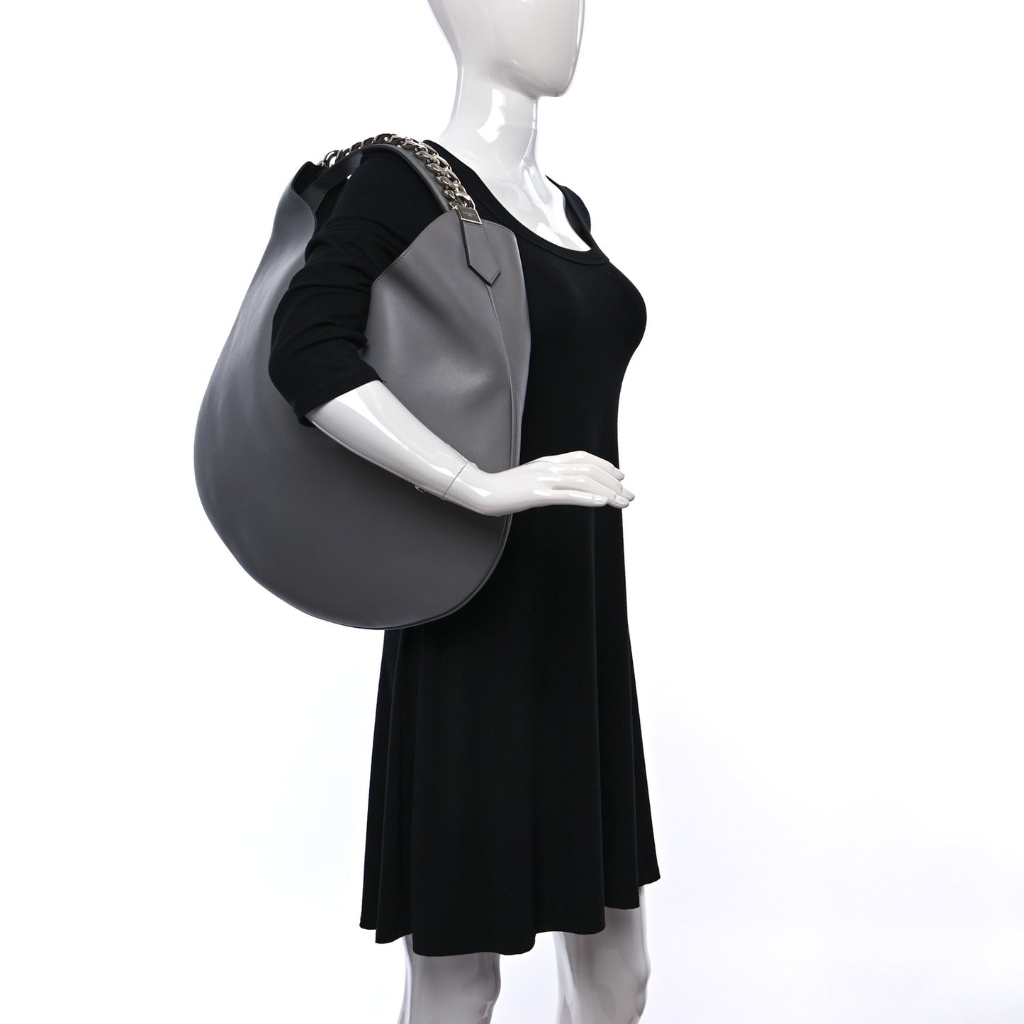 Calfskin Medium Infinity Hobo Bag Pearl Grey