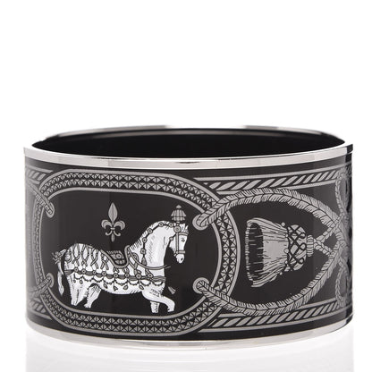 Hermes Enamel Printed Grand Apparat Extra Wide Bracelet 65 Black 3 of 6
