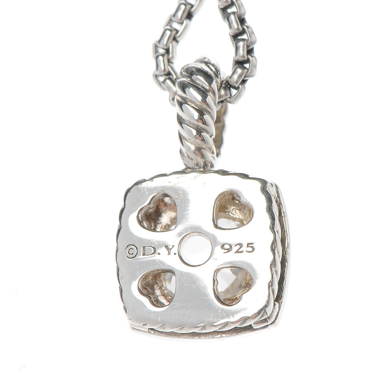 Sterling Silver Diamond White Topaz 7mm Petite Albion Pendant Necklace