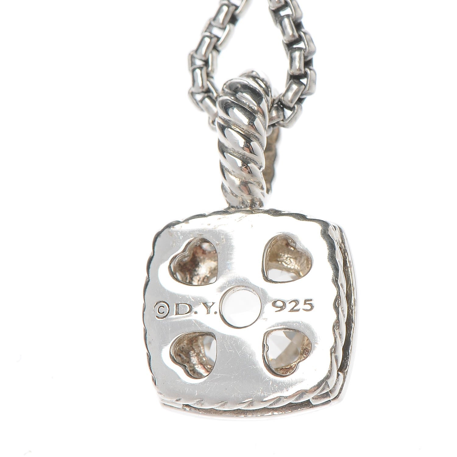 David Yurman Sterling Silver Diamond White Topaz 7mm Petite Albion Pendant Necklace 7 of 7