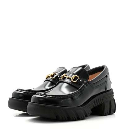 Gucci Magnum Calfskin Nappa Samoa Womens Horsebit Platform Chunky Lug Sole 40mm Loafers 39.5 Black 3 of 7