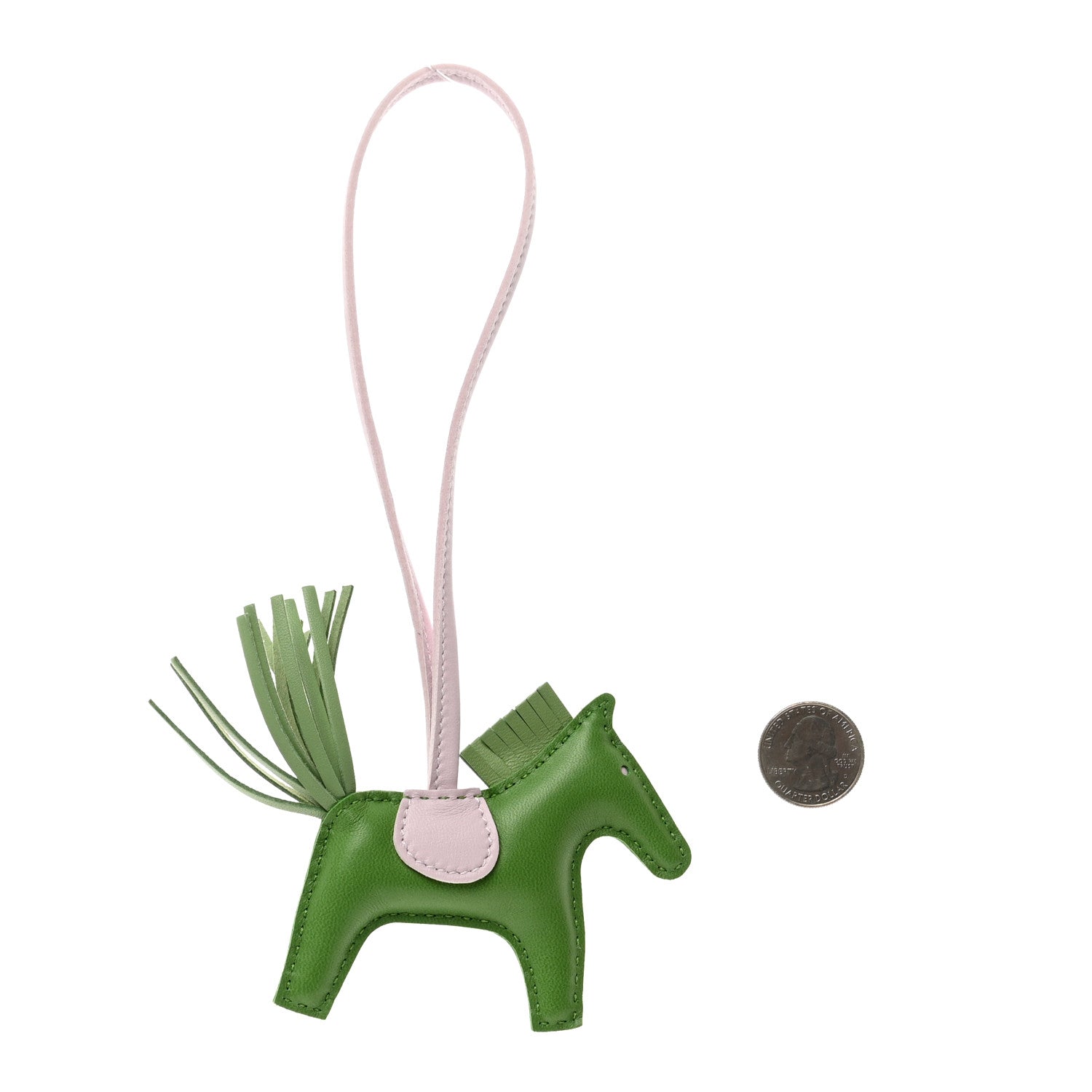 Hermes Milo Lambskin Grigri Rodeo Horse Bag Charm PM Vert Yucca Vert Criquet Mauve Pale 2 of 4