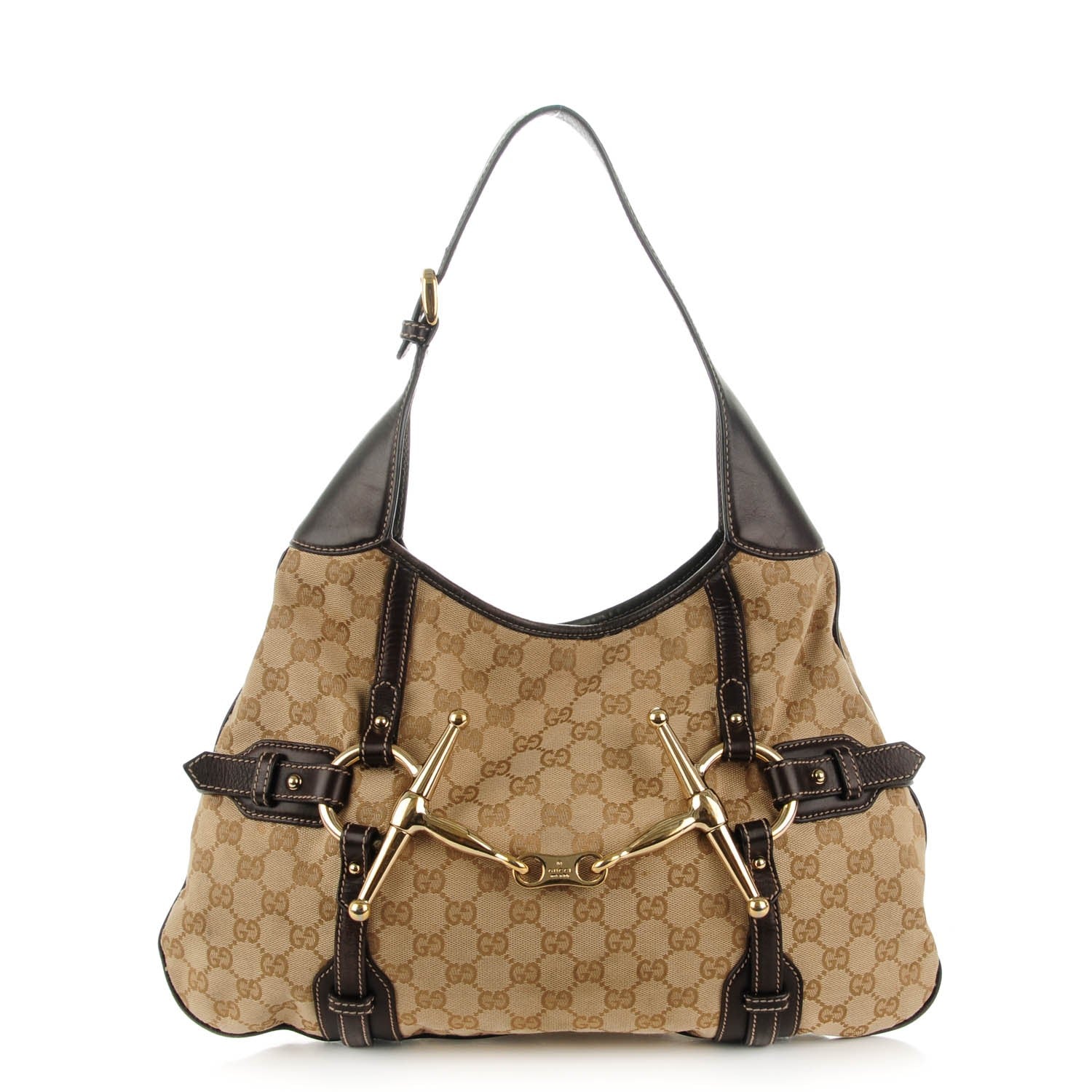 Gucci Monogram Large Horsebit 85th Anniversary Hobo Dark Brown 1 of 9