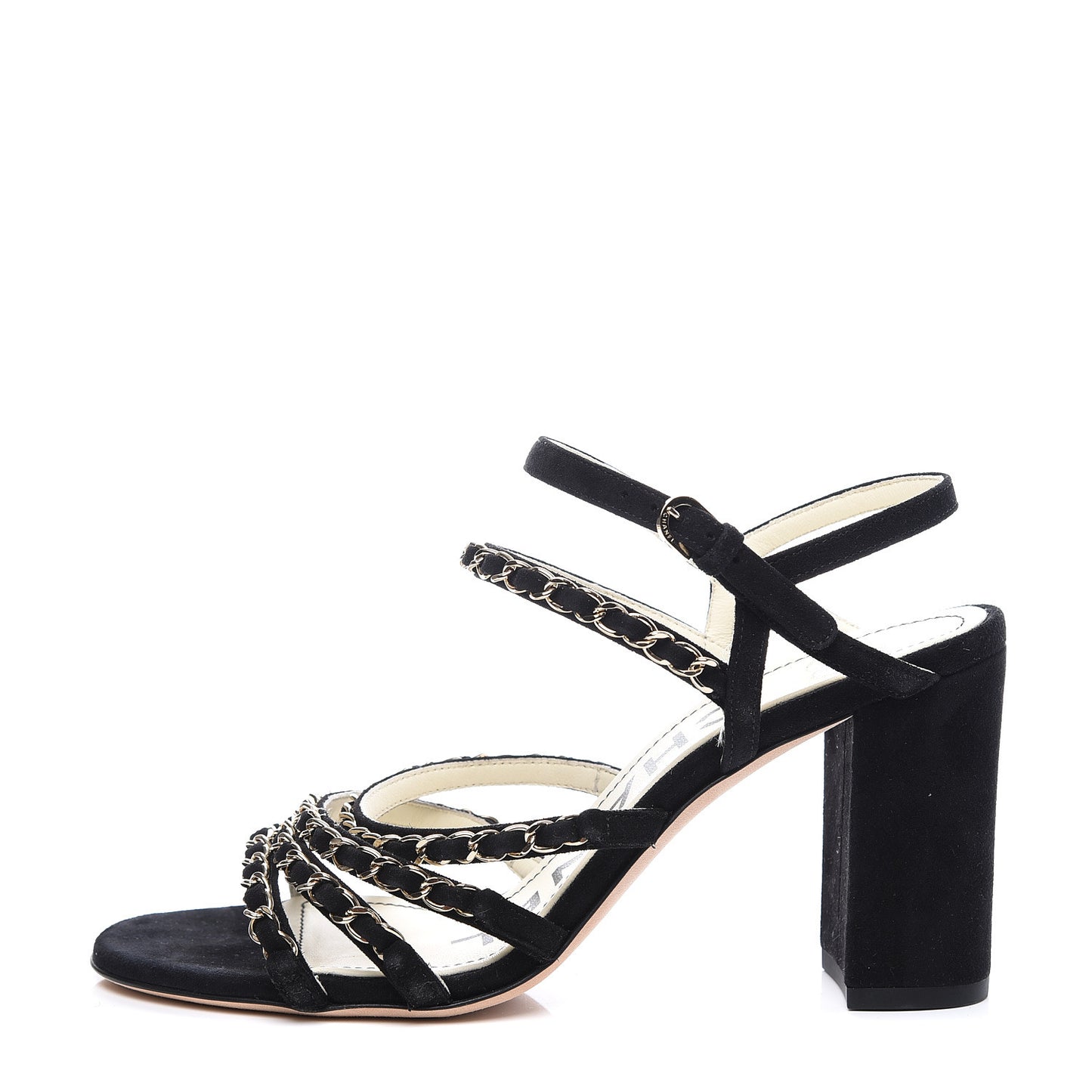 Suede Chain Sandals 38 Black