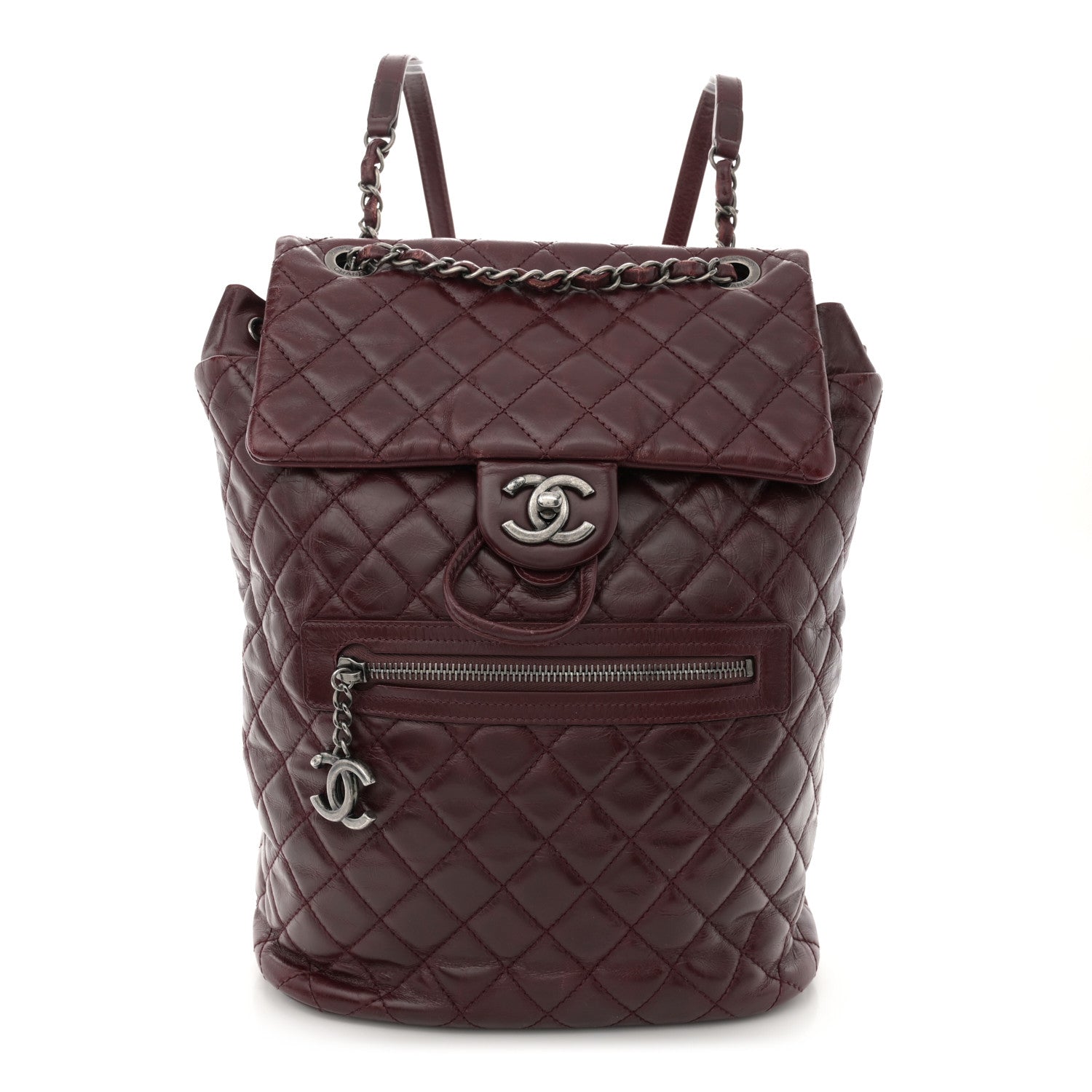 Chanel Glazed Calfskin Quilted Large Salzburg Backpack Burgundy 1 of 14