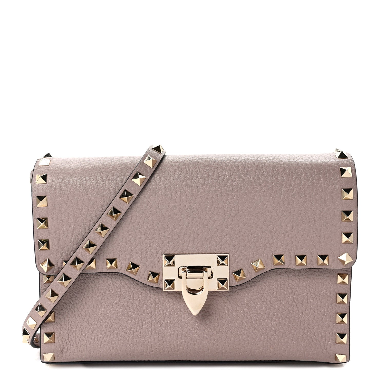 Valentino Garavani Pebbled Calfskin Medium Rockstud Flip Lock Crossbody Bag Clay 1 of 8