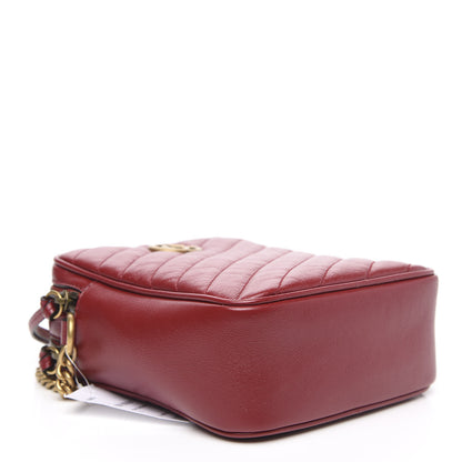 Gucci Azalea Calfskin Matelasse Diagonal Tall GG Marmont Crossbody Bag Romantic Cerise 4 of 11