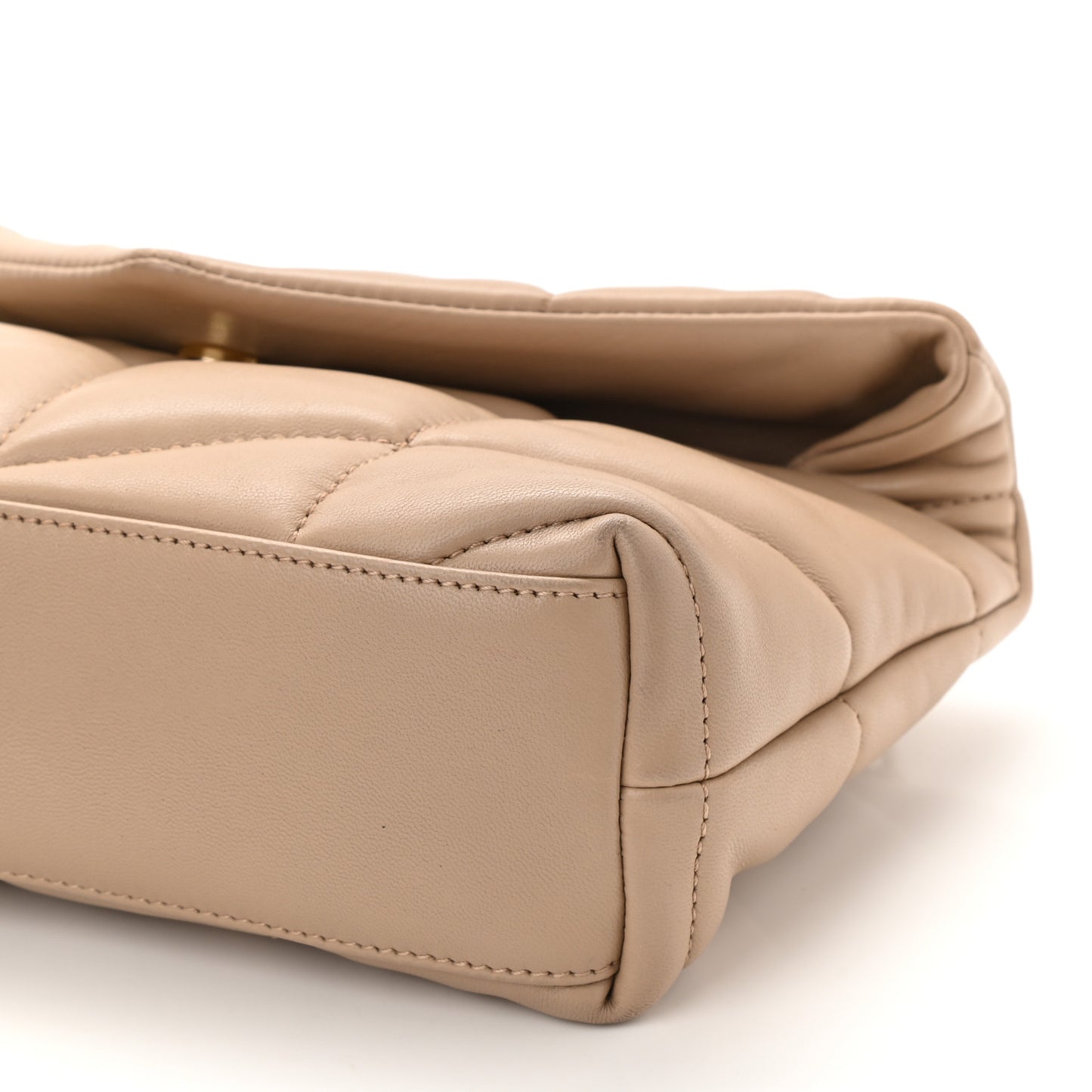 Lambskin Quilted Toy Loulou Puffer Monogram Chain Satchel Dark Beige