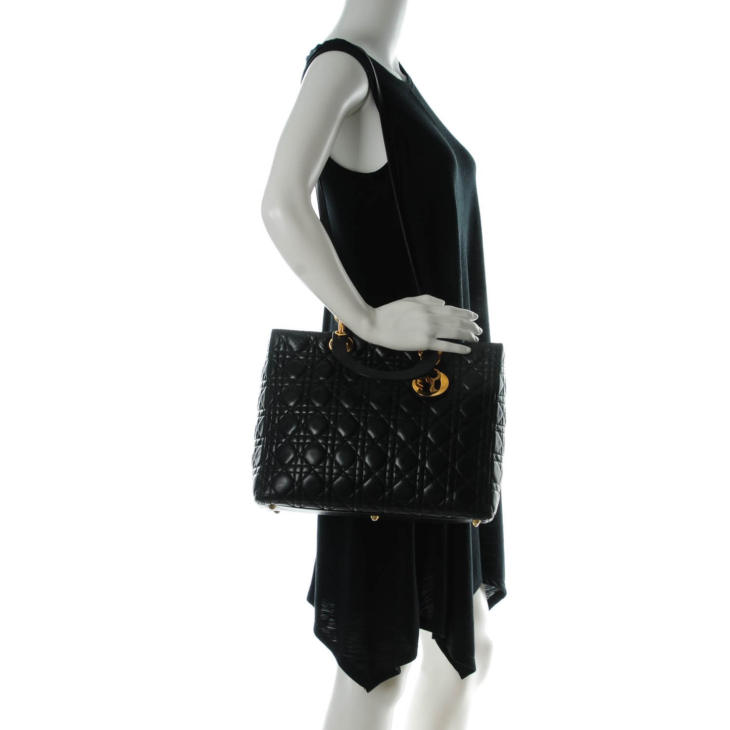 Lambskin Cannage Large Lady Dior Black