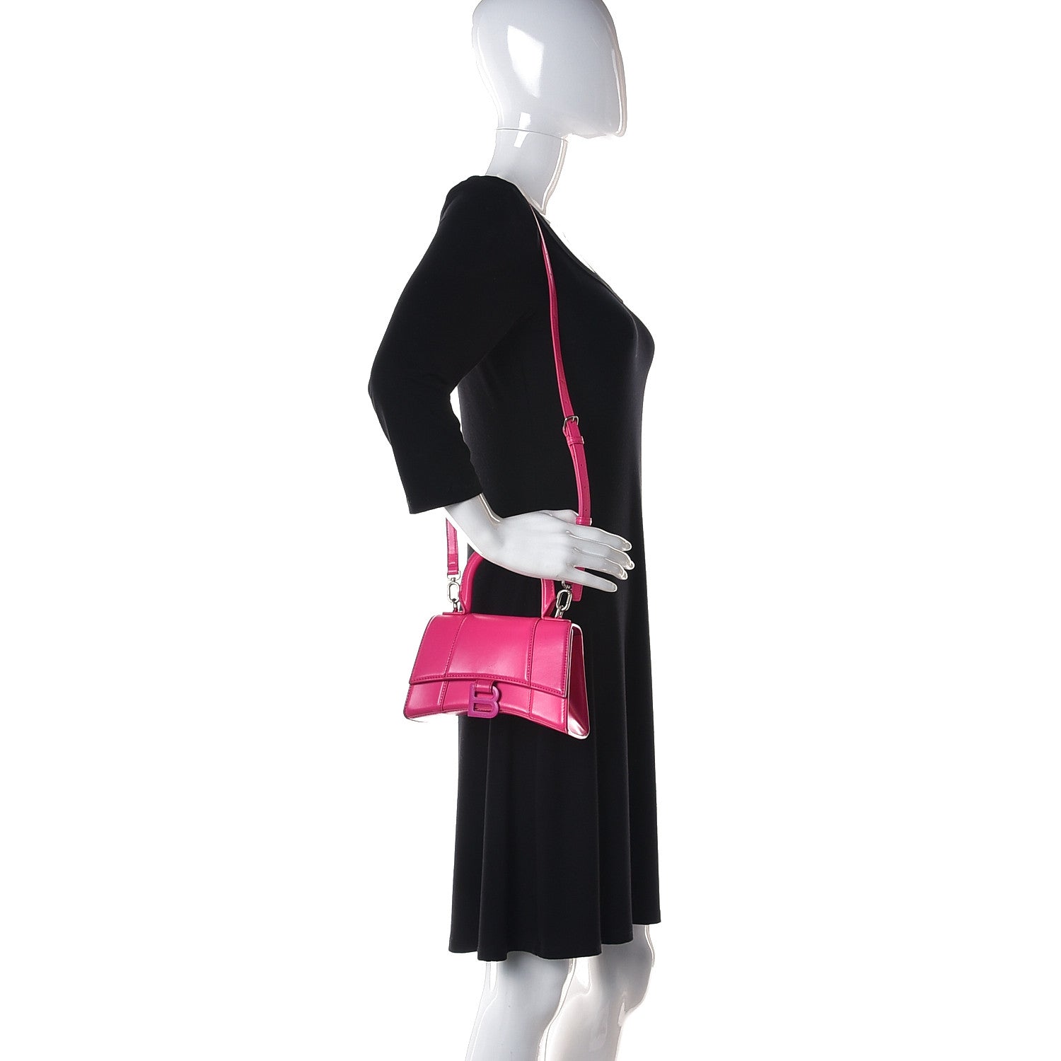 Balenciaga Shiny Box Calfskin Hourglass Top Handle Bag XS Hot Pink 2 of 13