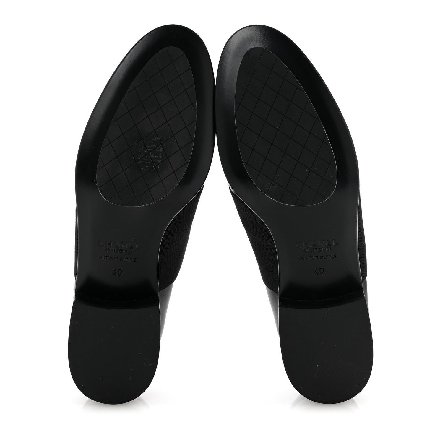 Calfskin Elastic Lace Up Cap Toe CC Loafers 40 Black