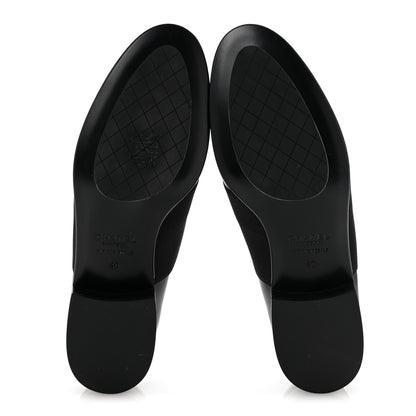 Chanel Calfskin Elastic Lace Up Cap Toe CC Loafers 40 Black 6 of 10