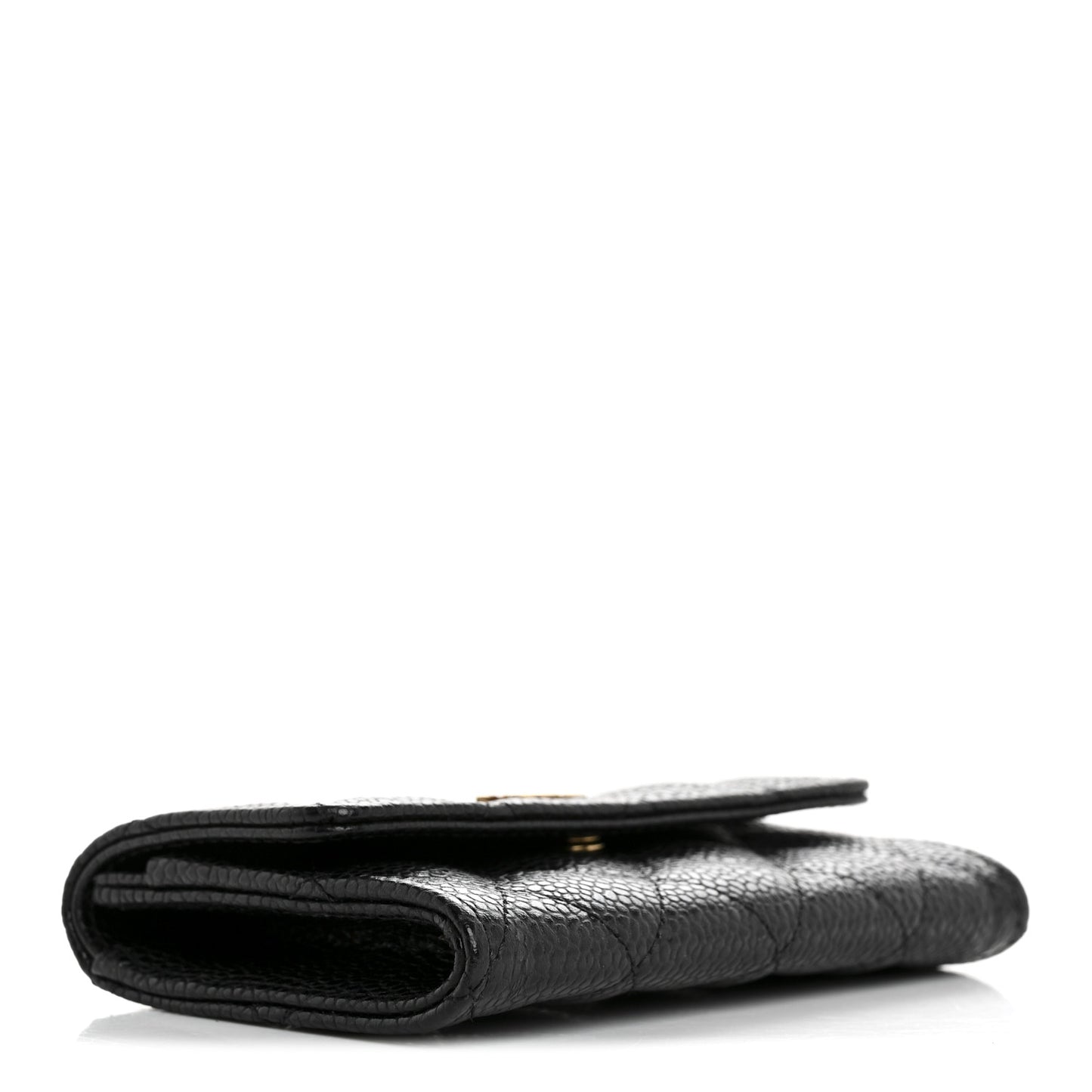 Caviar Quilted Flap Card Holder Black