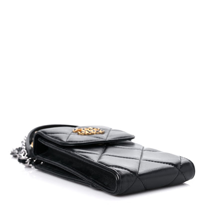 Chanel Lambskin Quilted Chanel 19 Phone Holder With Chain Black 4 of 12