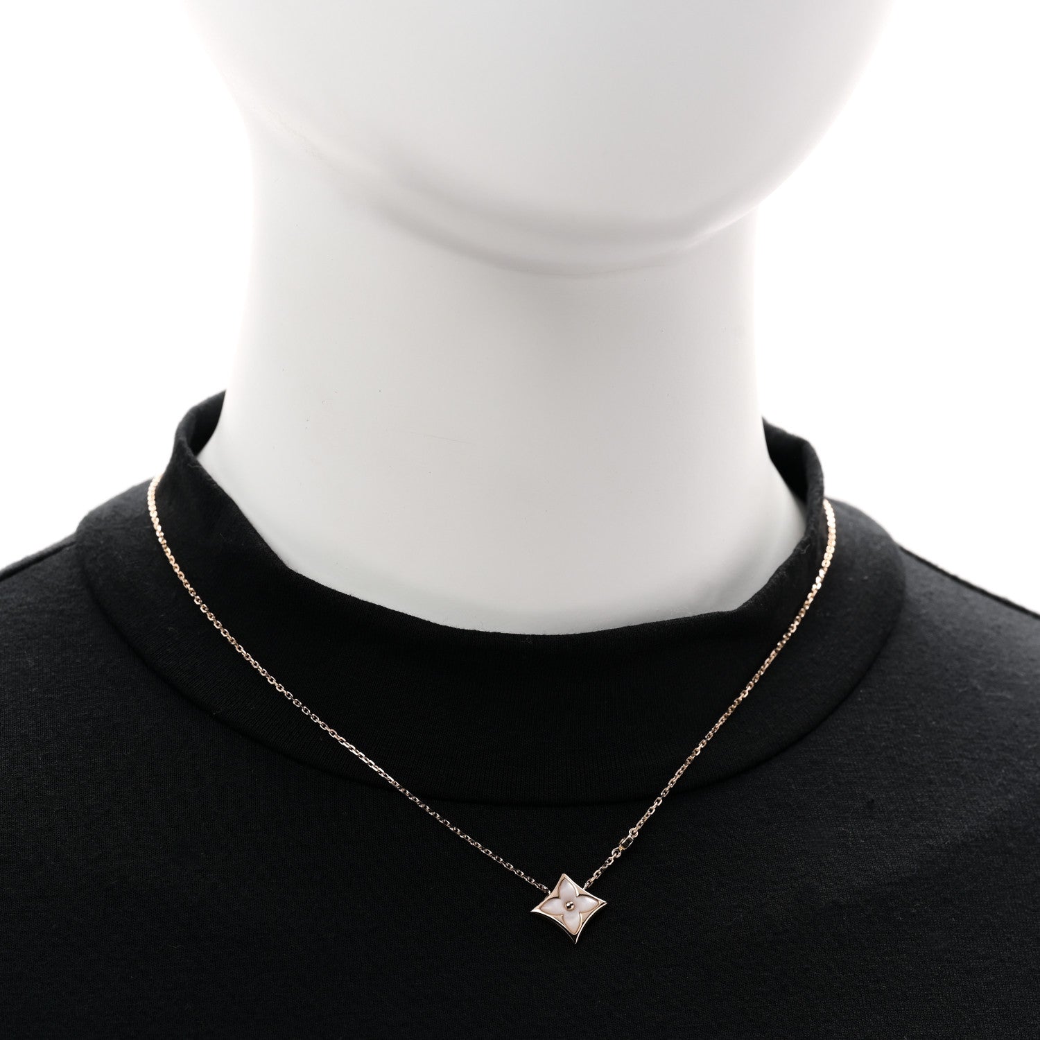 Louis Vuitton 18K Pink Gold Diamond Pink Mother of Pearl Color Blossom BB Star Pendant Necklace 2 of 7