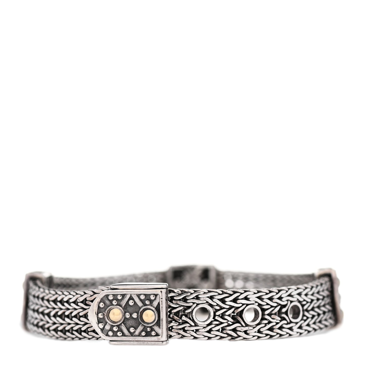 Sterling Silver 18K Yellow Gold Jaisalmer Classic Chain Dot Buckle Station Bracelet