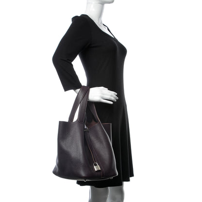 Hermes Taurillon Clemence Picotin Lock 26 GM Raisin 2 of 7