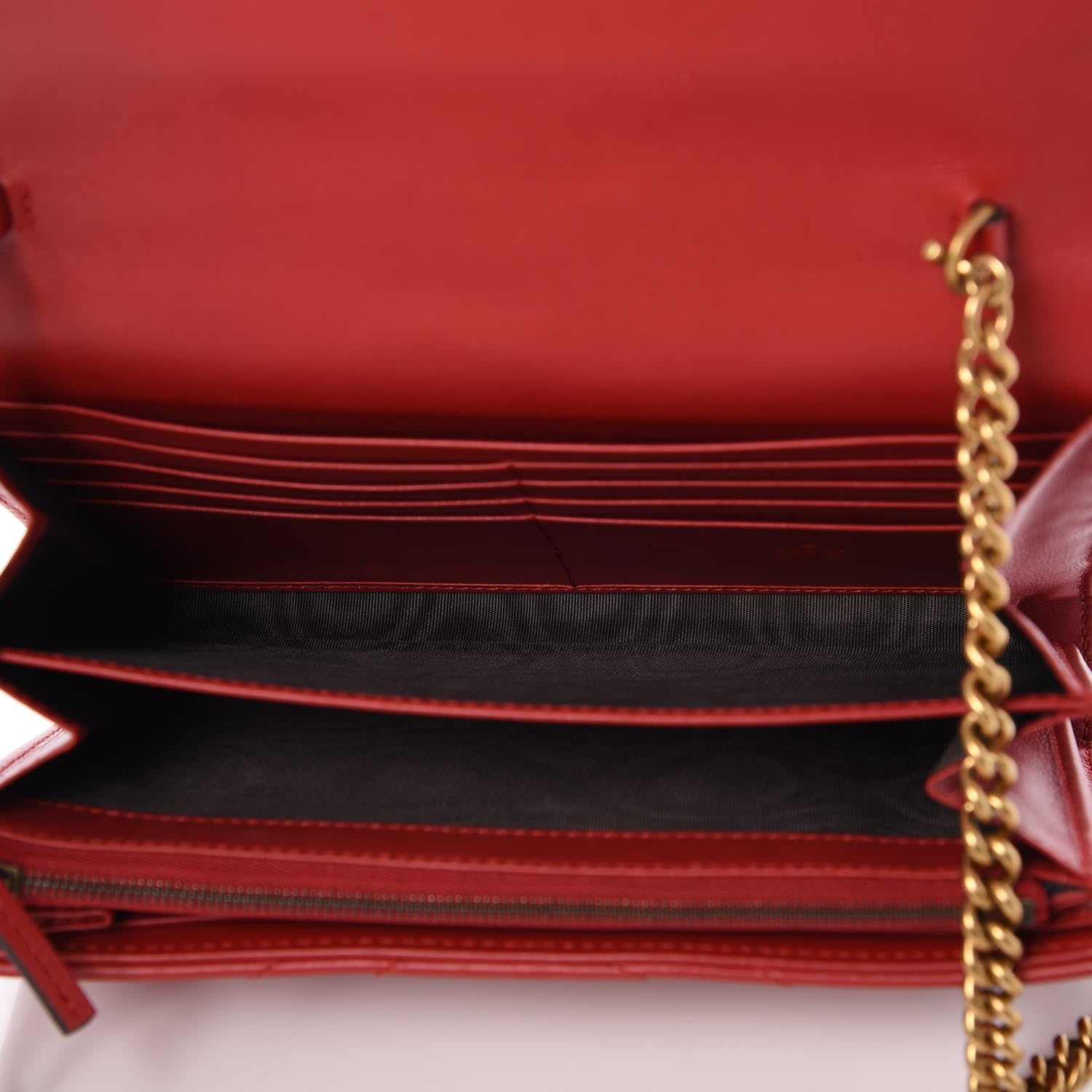 Gucci Calfskin Matelasse GG Marmont Chain Wallet Hibiscus Red 5 of 10