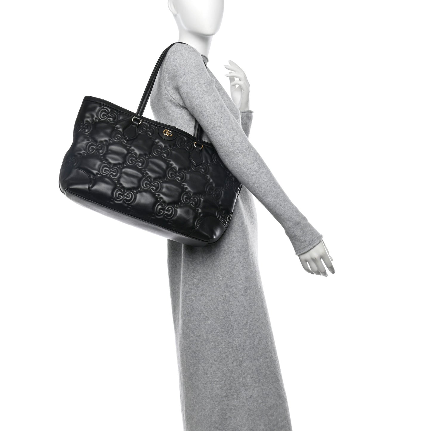Calfskin GG Matelasse Medium Ophidia Shopping Tote Black