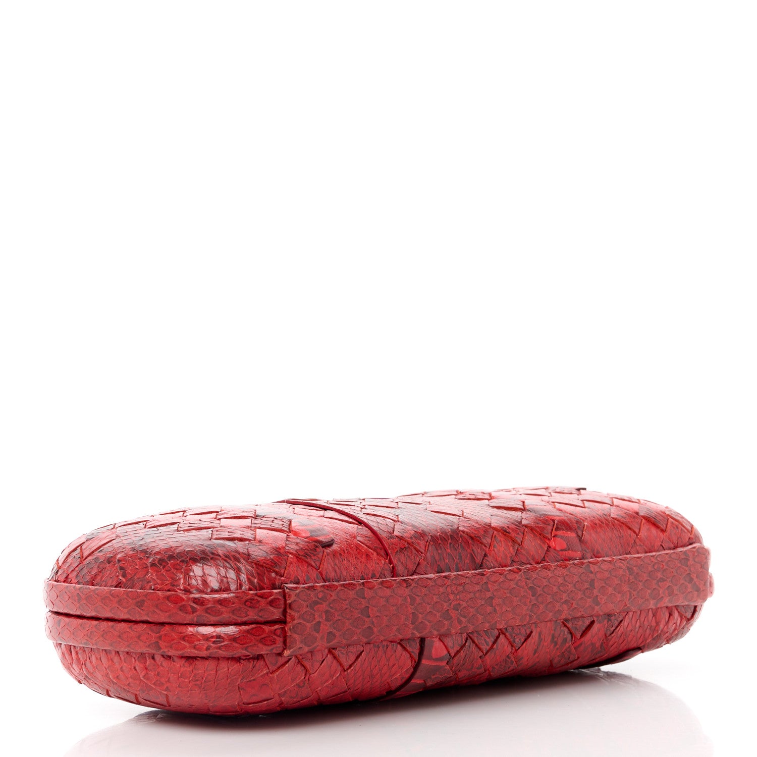 Bottega Veneta Snakeskin Intrecciato Stretch Knot Clutch Red 4 of 13