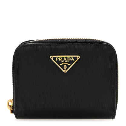 Prada Vitello Move Triangle Logo Zip Coin Purse Black 1 of 9