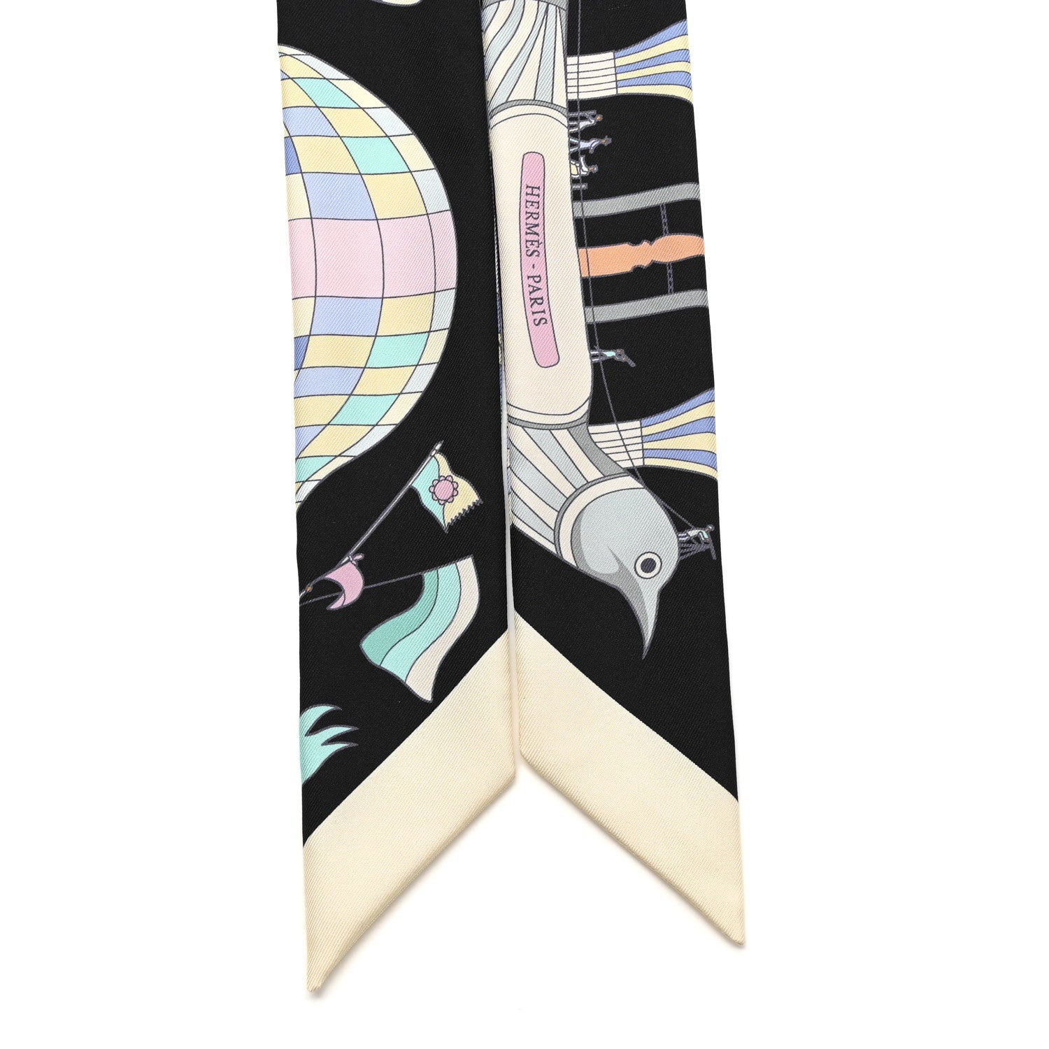 Hermes Silk Les Folies Du Ciel Twilly Black Jaune Soufre Multicolor 2 of 4