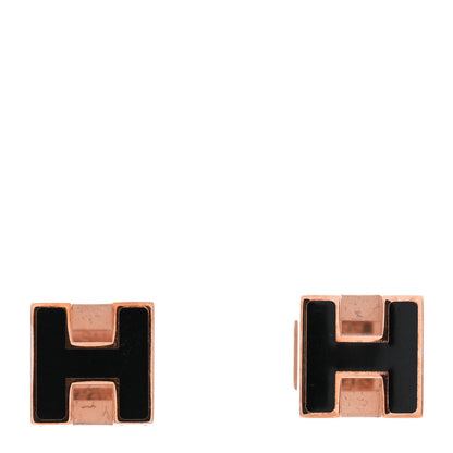Hermes Rose Gold Lacquered Cage d'H Earrings Black 1 of 5