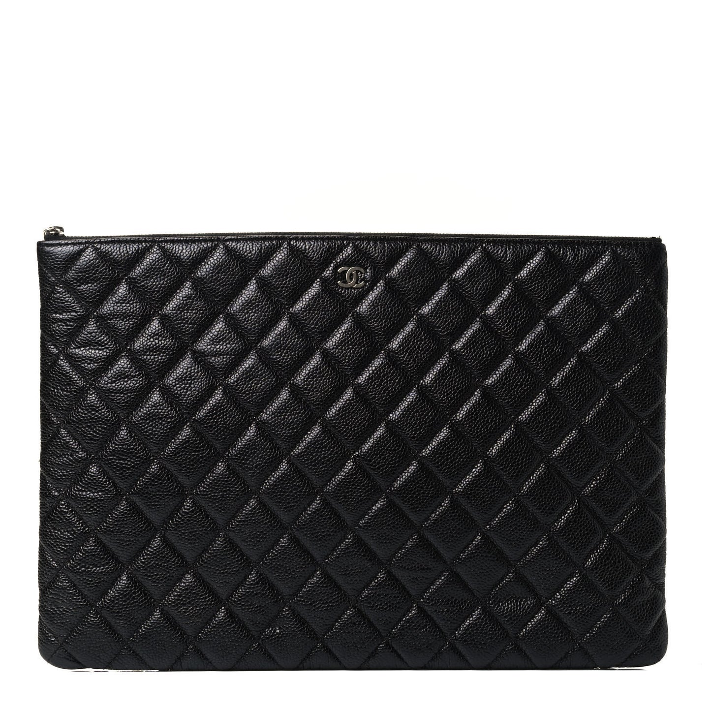Caviar Quilted Large Cosmetic Case Black