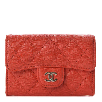 Chanel Caviar Quilted Flap Card Holder Wallet Red 1 of 9