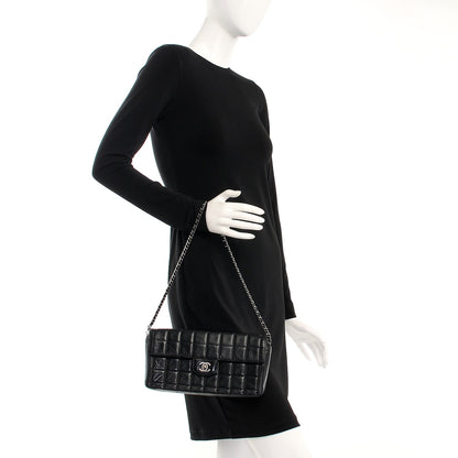 Chanel Lambskin Quilted East West Chocolate Bar Flap Black 2 of 9