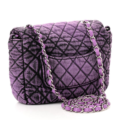 Chanel Washed Denim Quilted Small Denimpression Flap Violet Purple Black 3 of 10