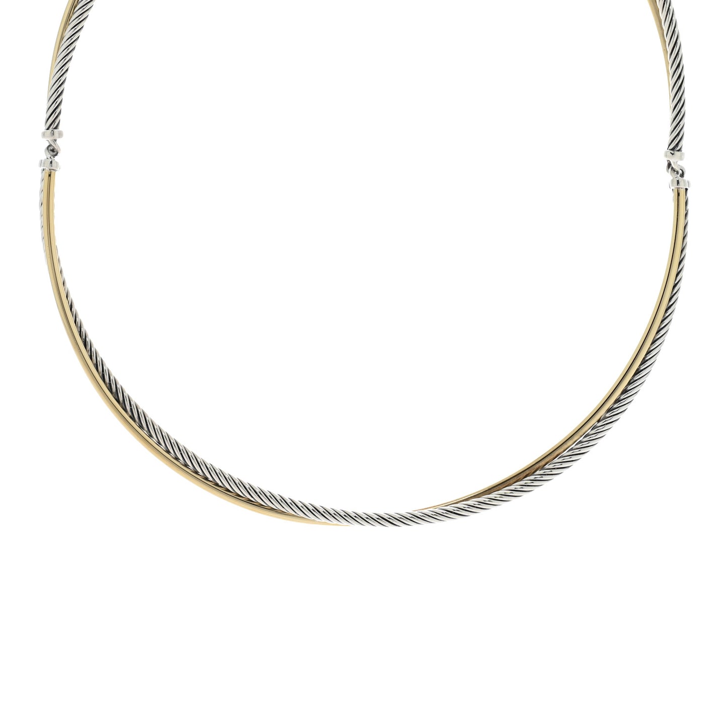 Sterling Silver 18K Yellow Gold Crossover Cable Choker Necklace
