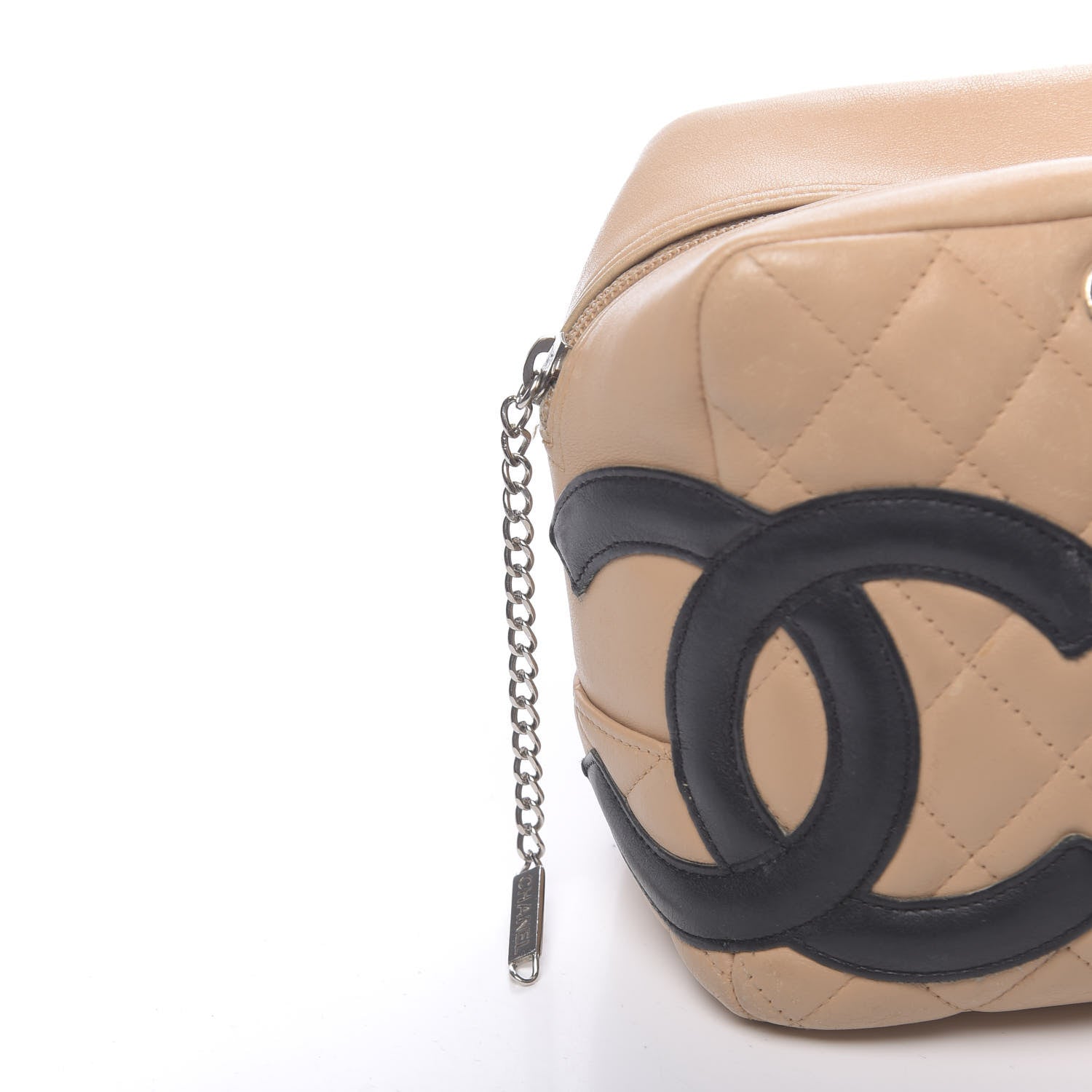 Chanel Calfskin Quilted Large Cambon Bowler Beige Black 10 of 18