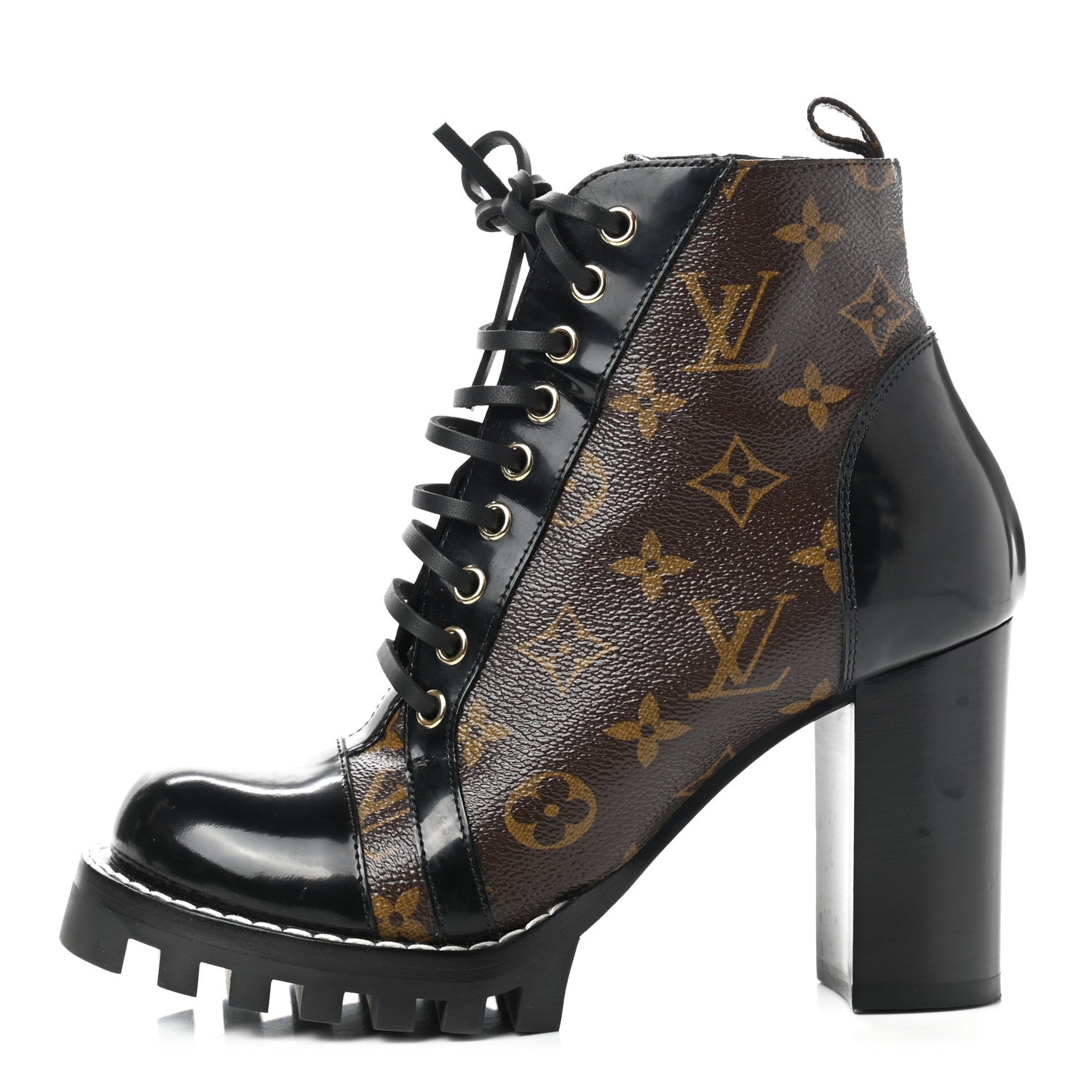 Louis Vuitton Patent Calfskin Monogram Star Trail Ankle Boots 37.5 Black 1 of 7