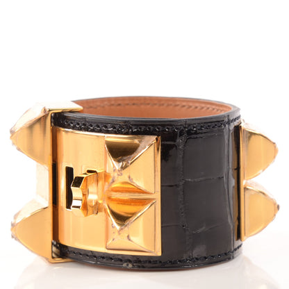 Hermes Shiny Alligator Collier de Chien CDC Bracelet Black Small 3 of 6