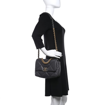 Chanel Lambskin Quilted Medium Chanel 19 Flap Dark Grey 2 of 9