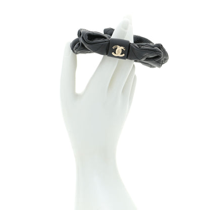 Chanel Lambskin Chain CC Hair Scrunchie Black Gold 3 of 6