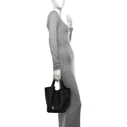 Hermes Taurillon Clemence Picotin Lock 22 MM Black 2 of 12